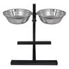 vidaXL Adjustable Double Diner Pet Dog Feeding Stand & 2 x 4.1L Stainless Steel Bowls
