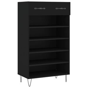 vidaXL Shoe Cabinet Black 60x35x105 cm Engineered Wood