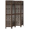 vidaXL Room Divider 4 Panels Dark Brown Solid Wood Paulownia