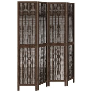 vidaXL Room Divider 4 Panels Dark Brown Solid Wood Paulownia