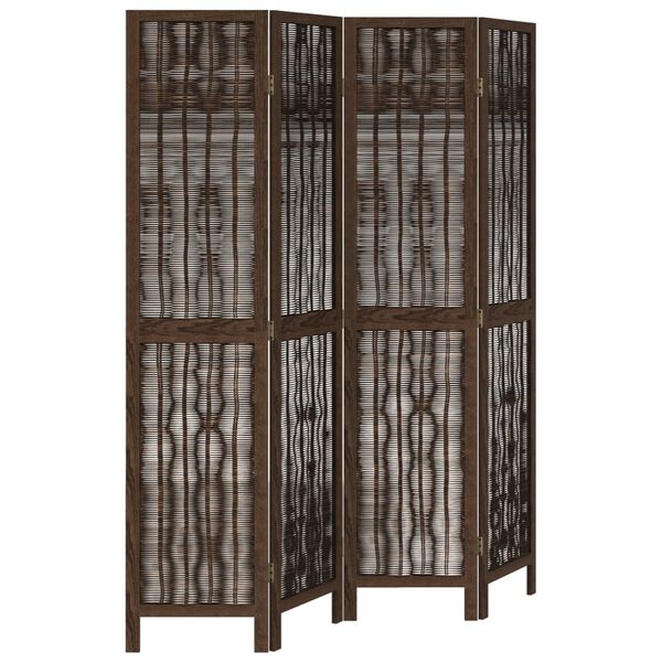 vidaXL Room Divider 4 Panels Dark Brown Solid Wood Paulownia