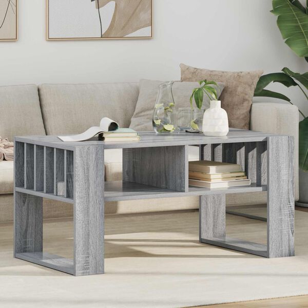 vidaXL Coffee Table Grey Sonoma 92 x 49.5 x 45 cm Engineered Wood