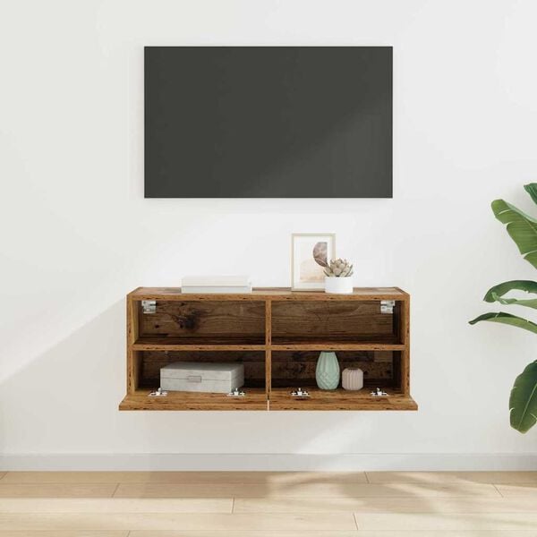 vidaXL TV Wall Cabinet Old Wood 80 x 30 x 30 cm Engineered Wood