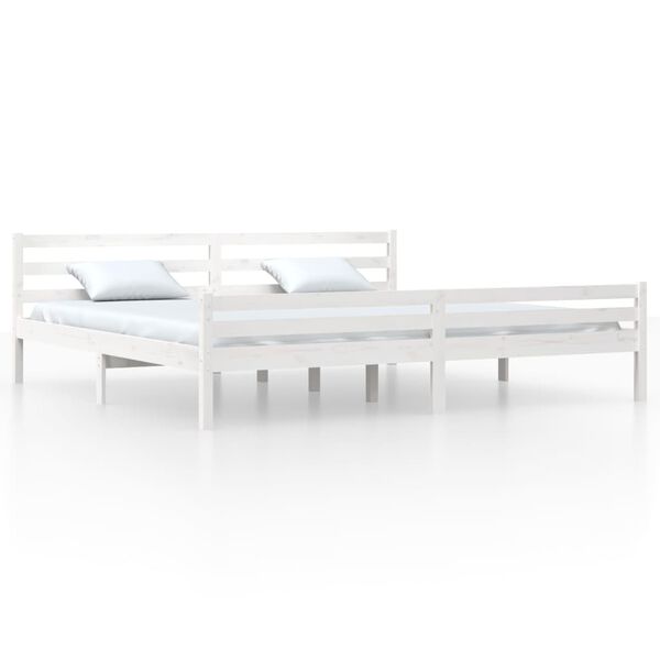 vidaXL Bed Frame without Mattress White Solid Wood 200x200 cm