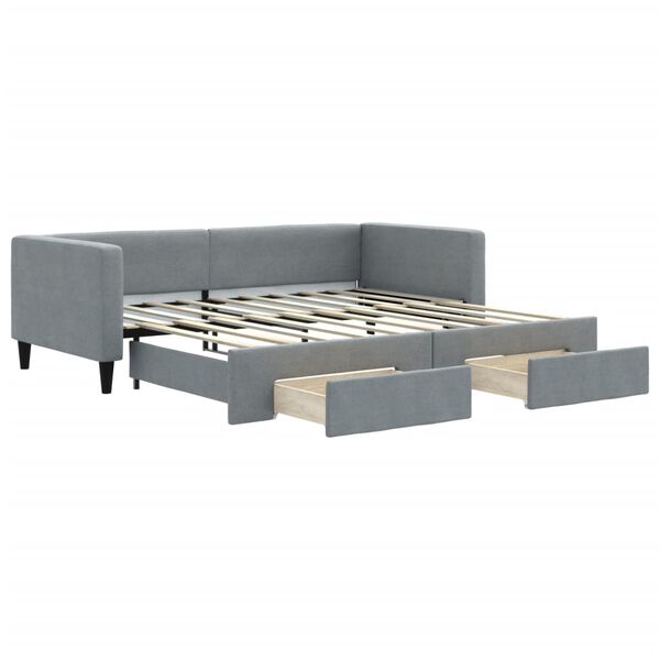 vidaXL Daybed with Trundle&Drawers without Mattress Light Grey 90x190 cm Single