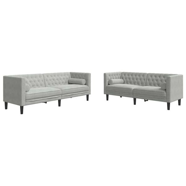 vidaXL Sofa Set Light grey Velvet