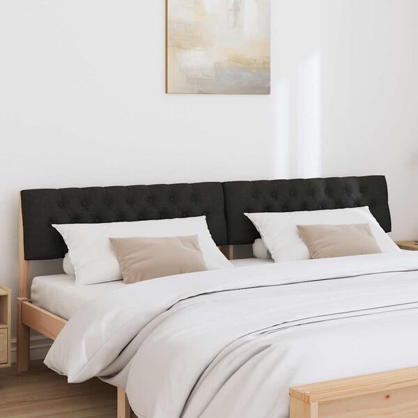 vidaXL Upholstered Headboard Black 200 cm Solid Pine Wood