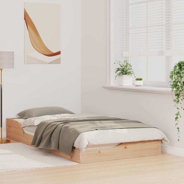 vidaXL Bed Frame Brown 75 x 190 cm Solid Pine Wood