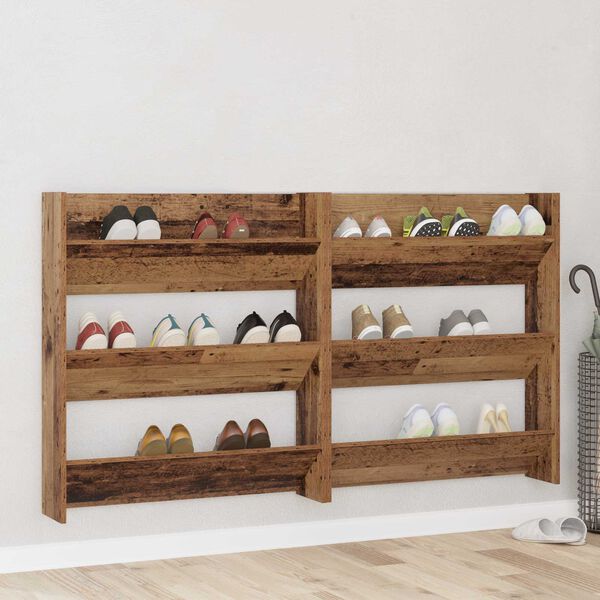 vidaXL Shoe Cabinet 2 pcs Old wood 84 x 18 x 90 cm Engineered Wood