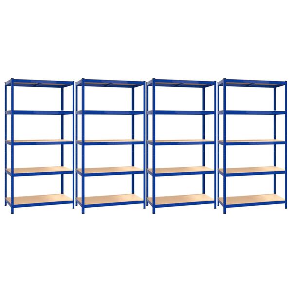 vidaXL 5-Layer Shelves 4 pcs Blue Steel&Engineered Wood