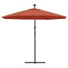 vidaXL Cantilever Garden Parasol with LED Lights and Steel Pole Terracotta
