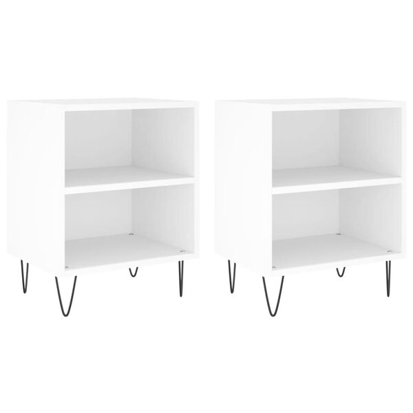 vidaXL Bedside Cabinets 2 pcs White 40x30x50 cm Engineered Wood