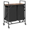 vidaXL Laundry Basket 2 Compartments with Wheels Smoked Oak