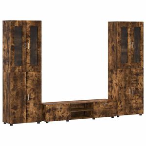 vidaXL TV Cabinet Set with Drawer FLORIN Smoked Oak Engineered Wood