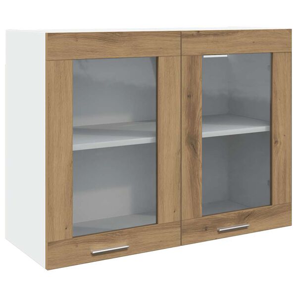 vidaXL Hanging Glass Cabinet Lyon Artisan Oak 80x31x60 cm Engineered Wood