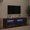 vidaXL TV Cabinet with LED Lights Smoked Oak 120x35x40 cm