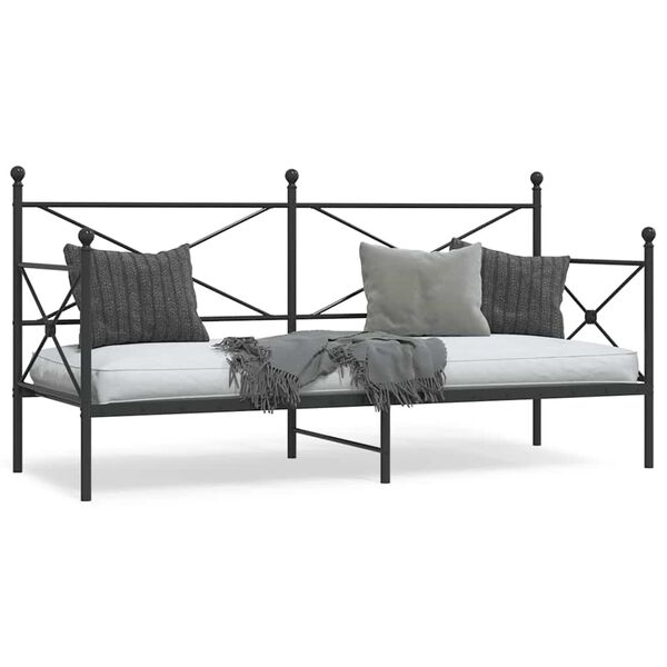 vidaXL Day Bed without Mattress Black 75x190 cm Steel