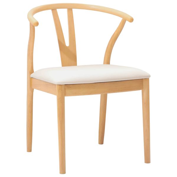 vidaXL Dining Chair 2 pcs Natural and Light Solid Rubber Wood