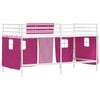 vidaXL Kids'Loft Bed Frame with Curtains White and Pink 80 x 201 cm