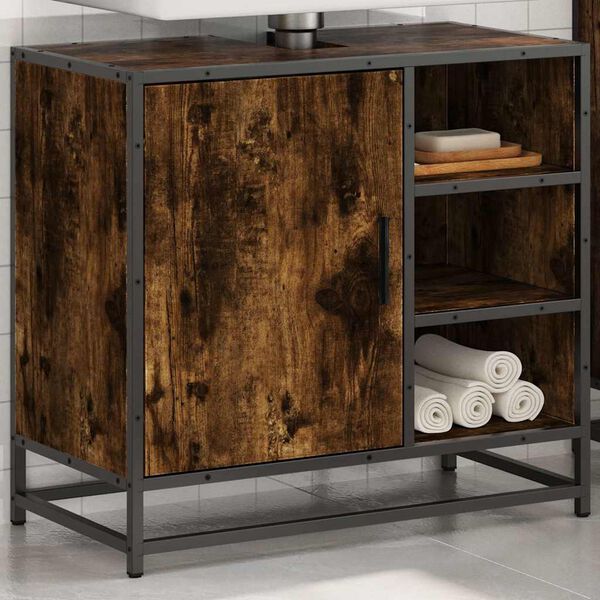 vidaXL Bathroom Sink Cabinet Smoked Oak 65x33x60 cm Engineered Wood
