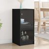 vidaXL Side Cabinet with Glass Doors Black 35x37x75.5 cm