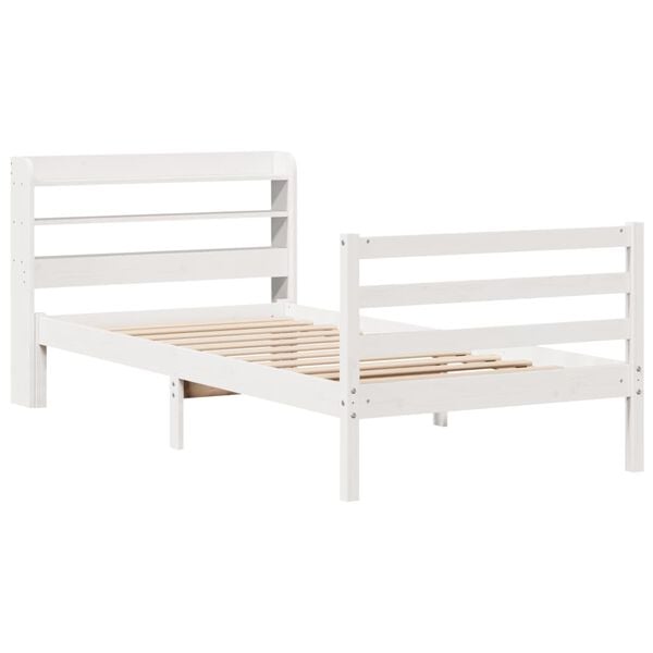 vidaXL Bed Frame with Headboard without Mattress White 100x200 cm