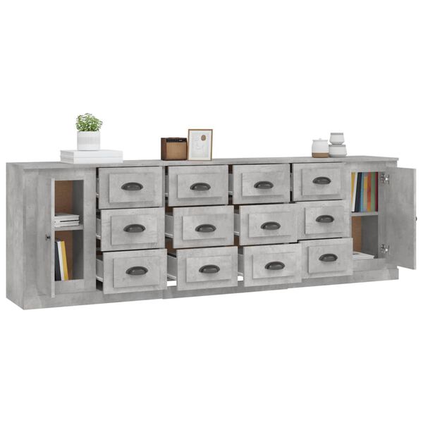vidaXL Sideboards 3 pcs Concrete Grey Engineered Wood