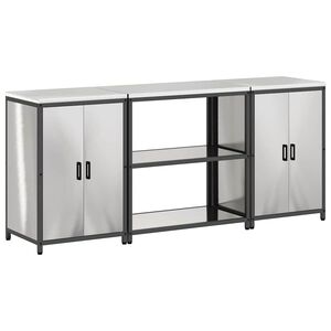 vidaXL Kitchen Storage Set HATTEM 3 pcs Silver Stainless Steel