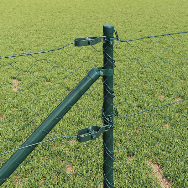 vidaXL Fence with Posts Green 0.6 x 100 m PVC-coated steel