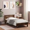 vidaXL Bed Frame without Mattress with LED Lights Smoked Oak 90x200 cm