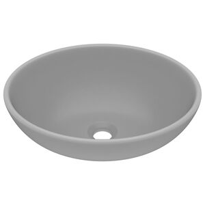 vidaXL Luxury Basin Oval-shaped Matt Light Grey 40x33 cm Ceramic