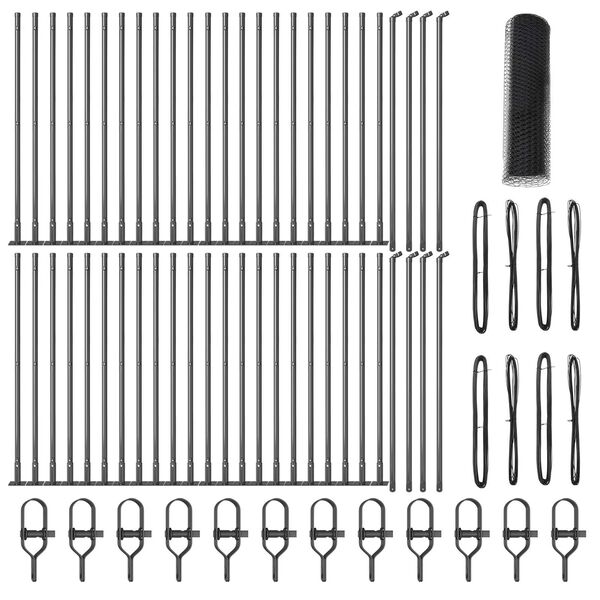 vidaXL Fence Post Grey 100 x 1 m (25 mm mesh) Steel and PVC