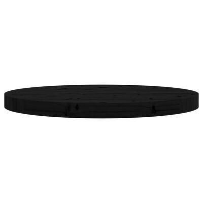 vidaXL Table Top Round Black Ø50x3 cm Solid Wood Pine