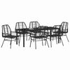 vidaXL Garden Dining Set 7 pcs Black Poly Rattan