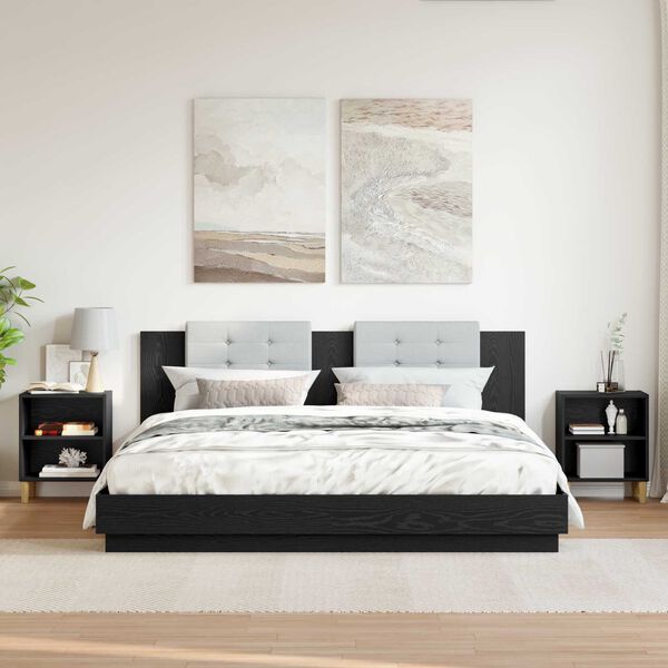 vidaXL Bed Cabinet 2 pcs Black Oak 40 x 30 x 50 cm Engineered Wood