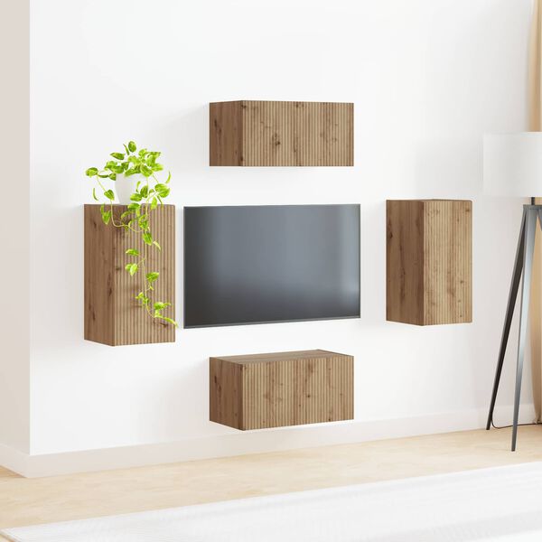 vidaXL TV Cabinet Set 4 pcs Artisan Oak Engineered Wood