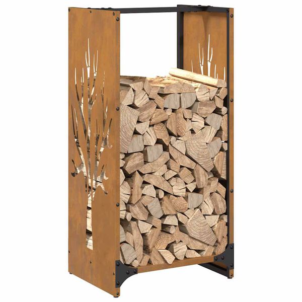 vidaXL Firewood Rack 40x30x80 cm Weathering Steel