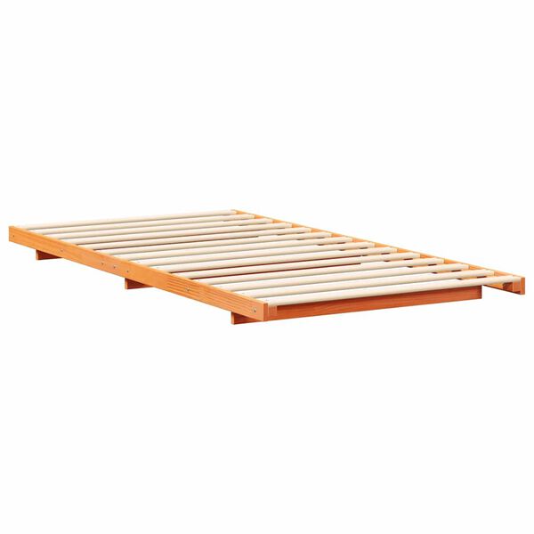 vidaXL Floor Bed Frame Wax brown 75 x 190 cm Solid pine wood
