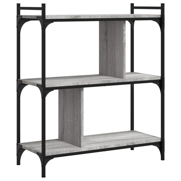 vidaXL Bookcase 3-Tier Grey Sonoma 76x32x88 cm Engineered Wood