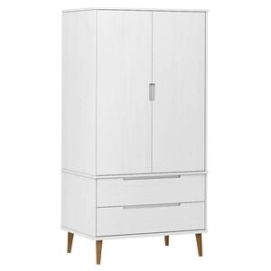 vidaXL Wardrobe "MOLDE" White 90x55x175 cm Solid Wood Pine