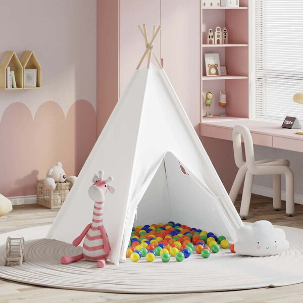 vidaXL Teepee Tent White 120 x 120 x 150 cm Fabric and Plastic