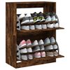 vidaXL Shoe Cabinet with 2 Flip-Drawers Smoked Oak 80x42x108 cm