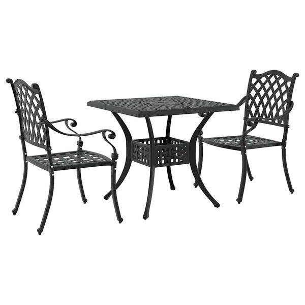 vidaXL Garden Table Set 3 pcs Black Cast Aluminium