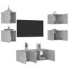 vidaXL 6 Piece TV Wall Units with LED Concrete Grey Engineered Wood