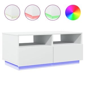 vidaXL Coffee Table with LED Lights White 90x49x40 cm