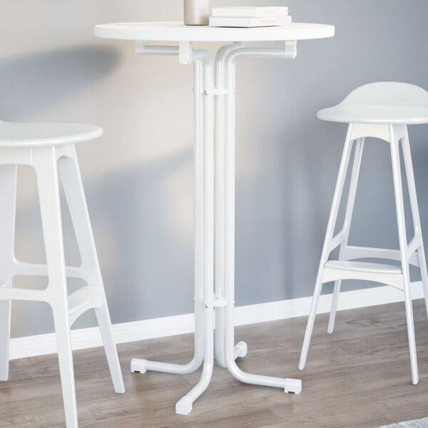 vidaXL Bar Table White &Oslash;70x110 cm Engineered Wood and Steel