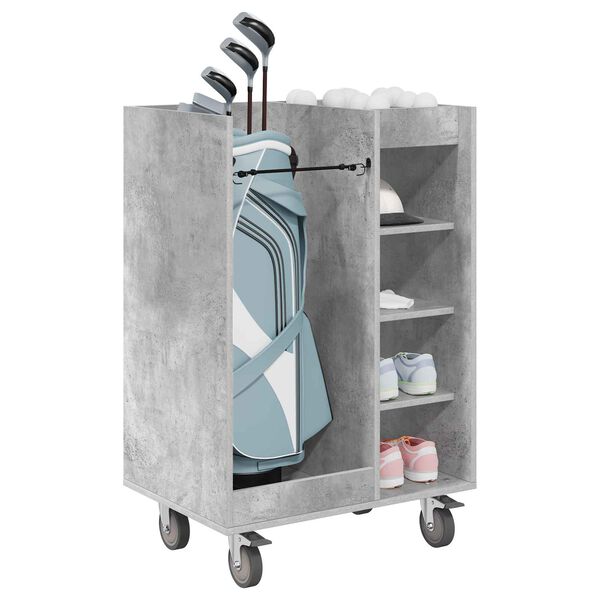 vidaXL Golf Cabinet with Wheel Plain Concrete Grey 65 x 45 x 98 cm