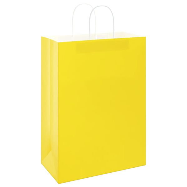 vidaXL Paper Bags 50 pcs with Handles Yellow 32x17x44 cm