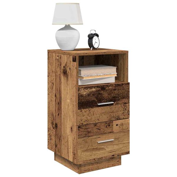 vidaXL Bedside Cabinet with 2 Drawers Old Wood 36x36x68 cm