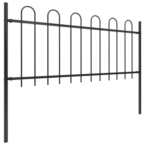 vidaXL Garden Fence Boxtel with Hoop Top Steel 181x100 cm Black
